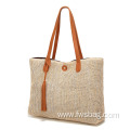 Unique straw beach bag canvas shopping bags travel handwoven shoulder tassel shoulder purse for ladies girls